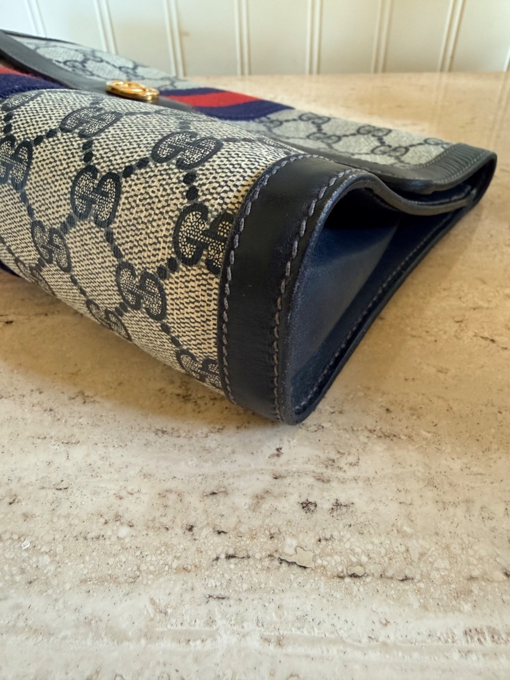 Gucci Parfums Clutch Bag Vintage Blue & Red Stripe - Picture 9 of 10